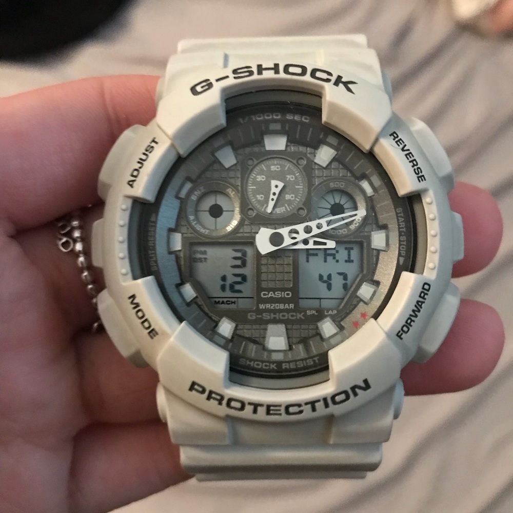 G-shock, still works, white/grey